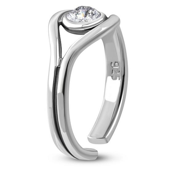 Cubic Zirconia Evil Eye Silver Toe Ring