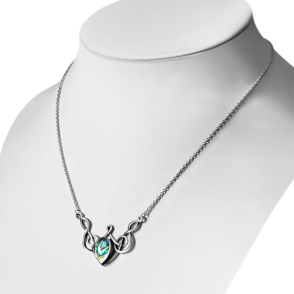 Abalone Shell Celtic Knot Silver Necklace 40cm / 15.5 Inch