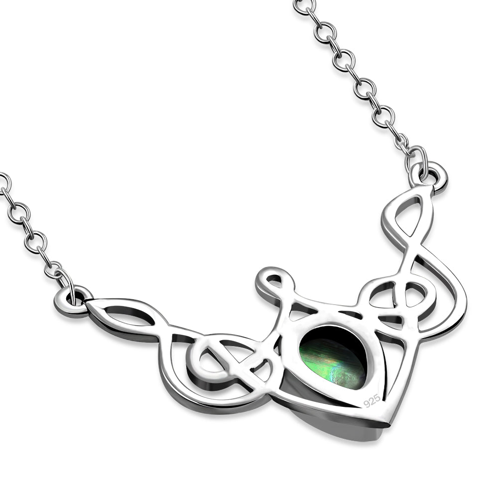 Abalone Shell Celtic Knot Silver Necklace 40cm / 15.5 Inch