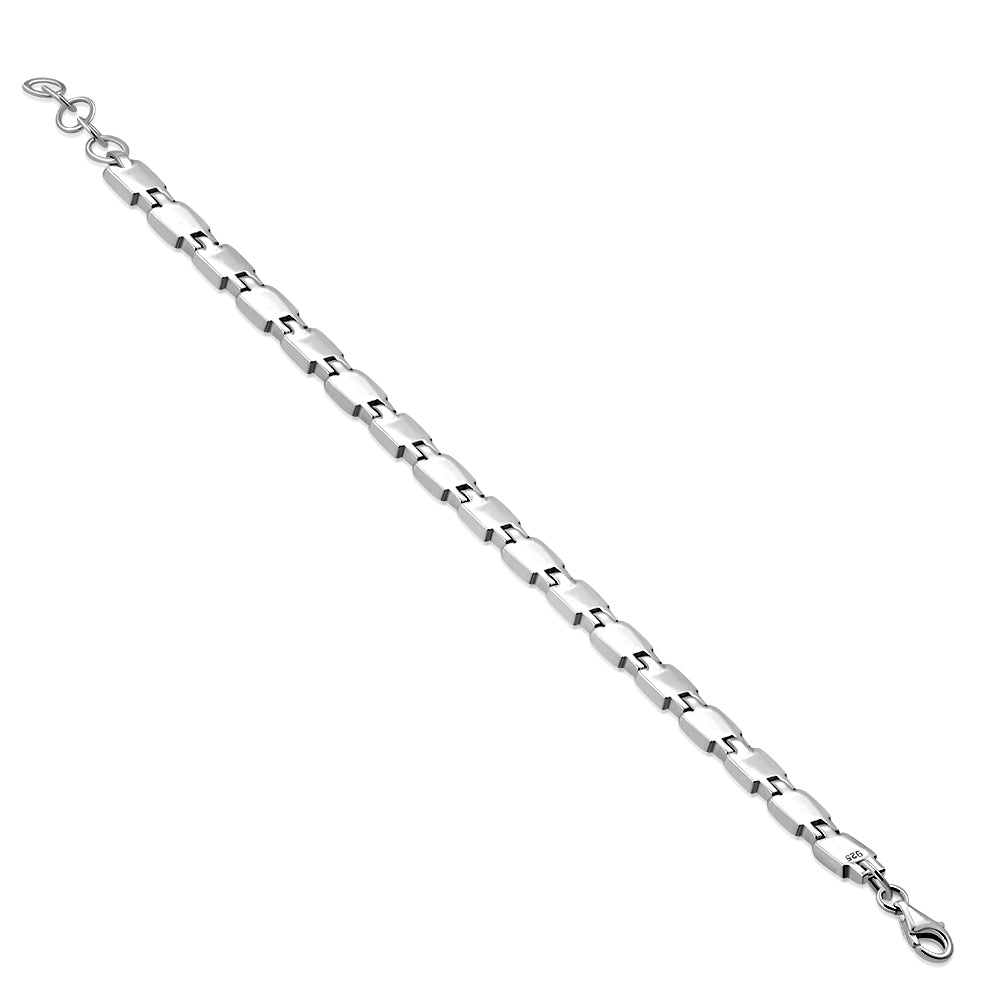 Mother of Pearl Small Square links Silver Bracelet