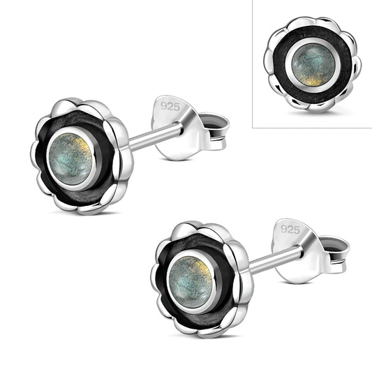 Labradorite stone Sterling Silver Stud Earrings