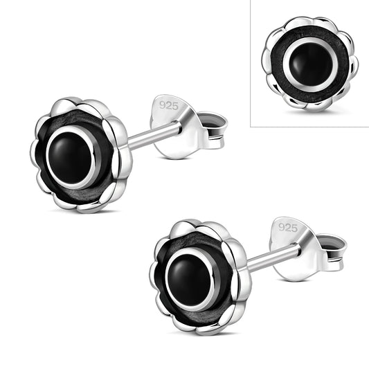 Black Onyx Sterling Silver Stud Earrings