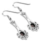 Long Garnet Celtic Knot Silver Earrings