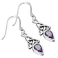 Amethyst Stone Trinity Knot Silver Earrings