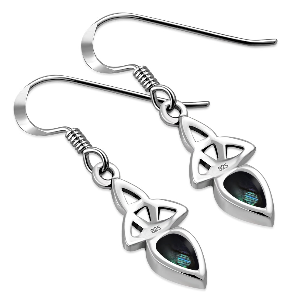 Abalone Shell Celtic Trinity Silver Earrings