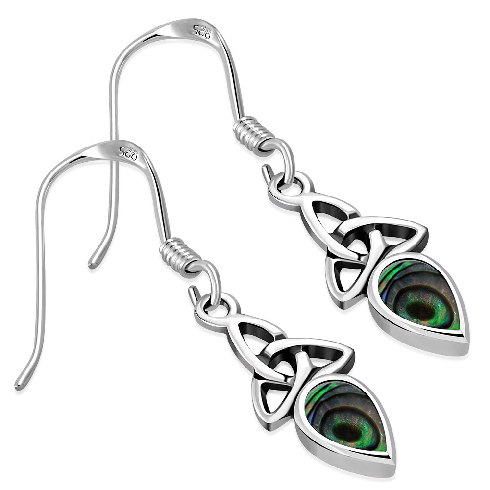 Abalone Shell Celtic Trinity Silver Earrings