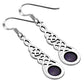 Amethyst Stone Celtic Long Silver Earrings