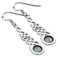 Rainbow Moonstone Celtic Long Silver Earrings