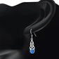 Synthetic Blue Opal Celtic Silver Earrings
