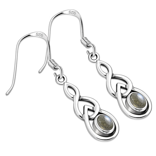 Labradorite Celtic Knot Silver Earrings