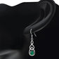 Green Agate Celtic Knot Drop Dangle Hook Earrings