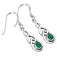 Green Agate Celtic Knot Drop Dangle Hook Earrings
