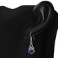 Amethyst Stone Celtic Trinity Knot Silver Earrings