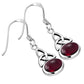 Garnet Stone Celtic Trinity Knot Silver Earrings