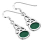 Green Agate Celtic Trinity Knot Silver Earrings