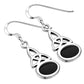 Black Onyx Stone Celtic Trinity Knot Silver Earrings