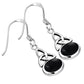 Black Onyx Stone Celtic Trinity Knot Silver Earrings