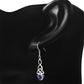Long Amethyst Stone Trinity Knot Sterling Silver Earrings