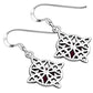 Garnet Stone Celtic Knot Silver Earrings