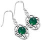 Green Agate Celtic Knot Silver Earrings