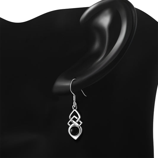 Black Onyx Celtic Silver Earrings