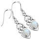 Rainbow Moonstone Celtic Silver Earrings