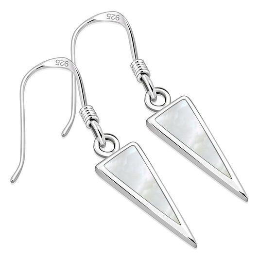 Mother of Pearl Triangle Sterling Silver Earrings