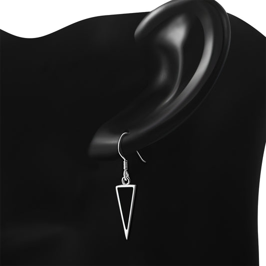 Black Onyx Triangle Sterling Silver Earrings