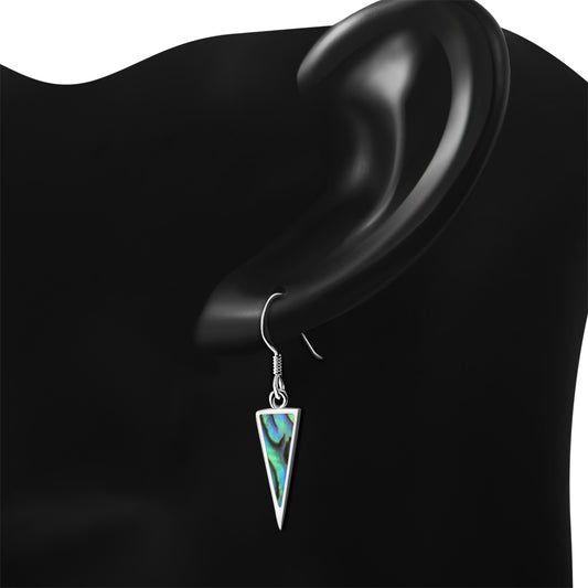 Abalone Shell Triangle Sterling Silver Earrings