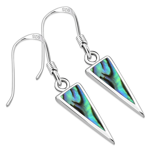 Abalone Shell Triangle Sterling Silver Earrings