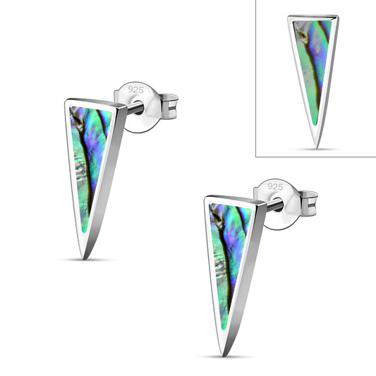 Abalone Shell Triangle Sterling Silver Stud Earrings