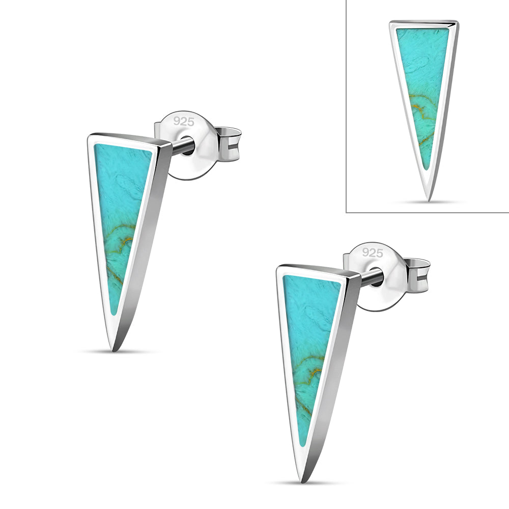 Turquoise Triangle Sterling Silver Stud Earrings