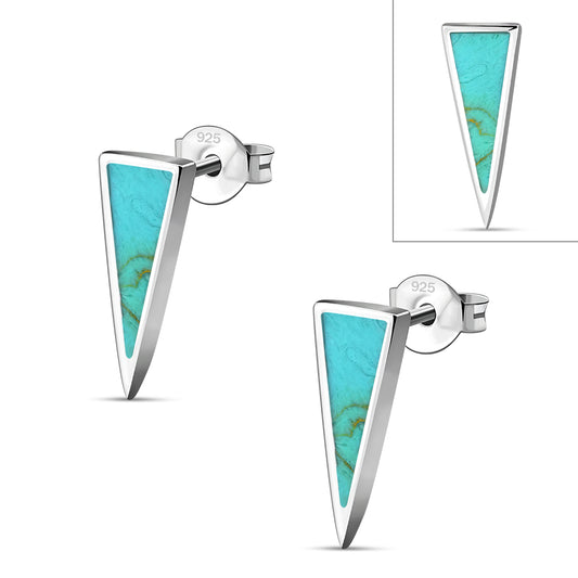Turquoise Triangle Sterling Silver Stud Earrings