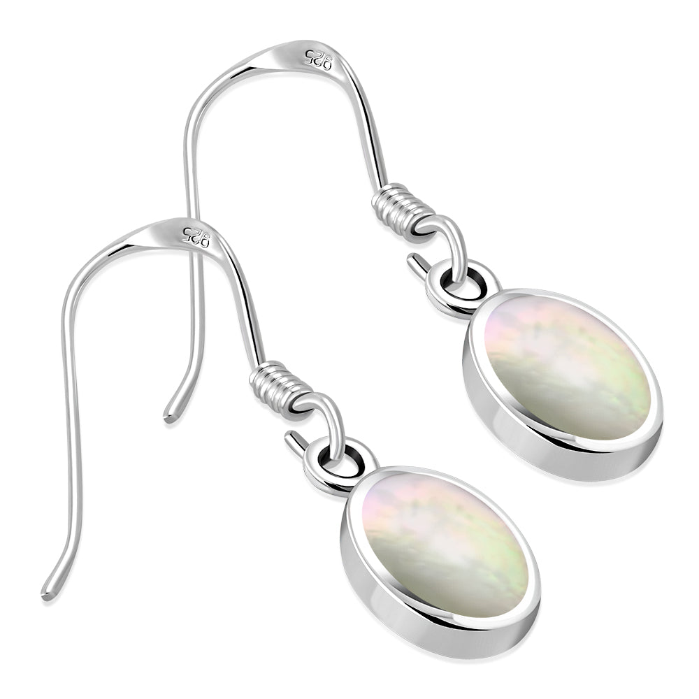 Mother of Pearl Oval Silver Earrings