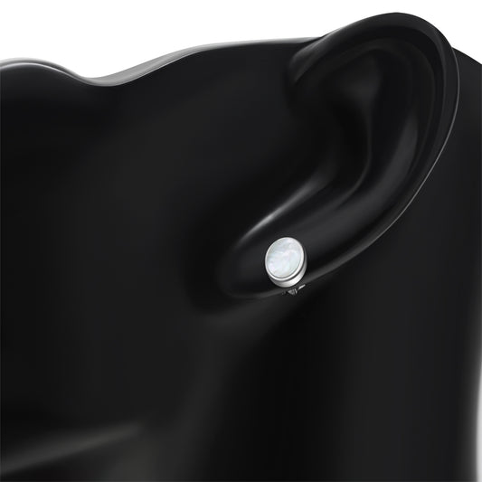 Mother of Pearl Oval Stud Silver Earrings