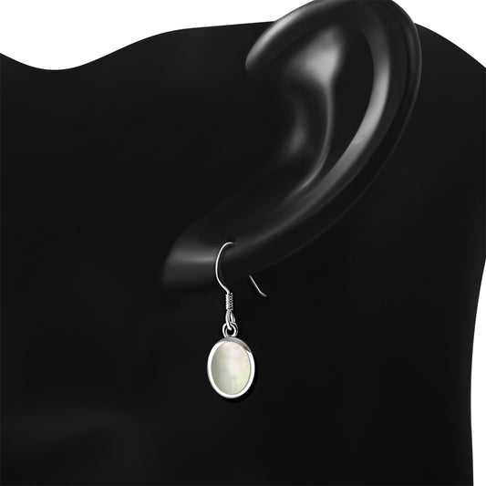 Mother of Pearl Oval Silver Earrings
