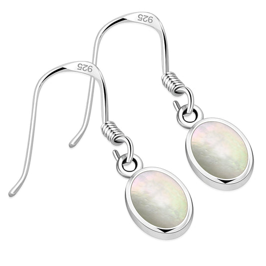 Mother of Pearl Oval Silver Earrings