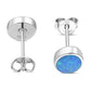 Synthetic Blue Opal Oval Stud Sterling Silver Earrings