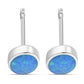 Synthetic Blue Opal Oval Stud Sterling Silver Earrings