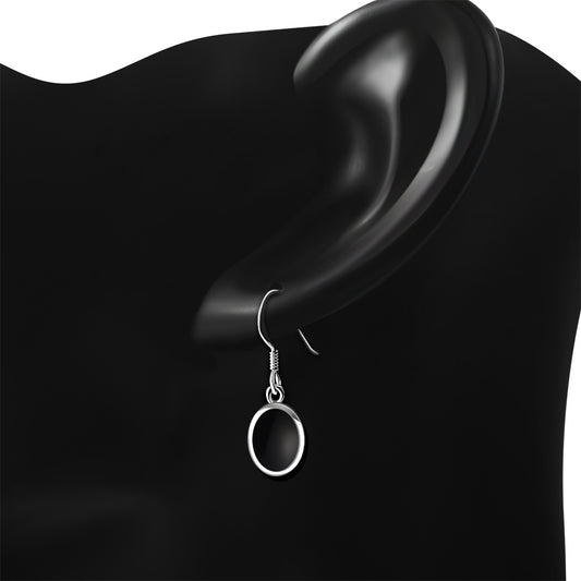Black Onyx Oval Silver Earrings