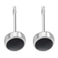 Black Onyx Oval Stud Silver Earrings