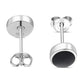 Black Onyx Oval Stud Silver Earrings