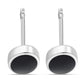Black Onyx Oval Stud Silver Earrings