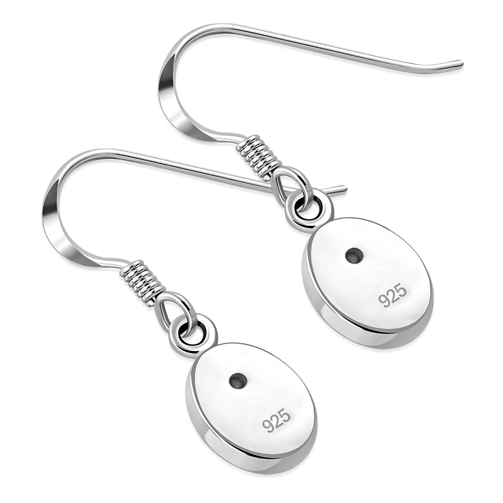 Abalone Shell Oval Silver Earrings