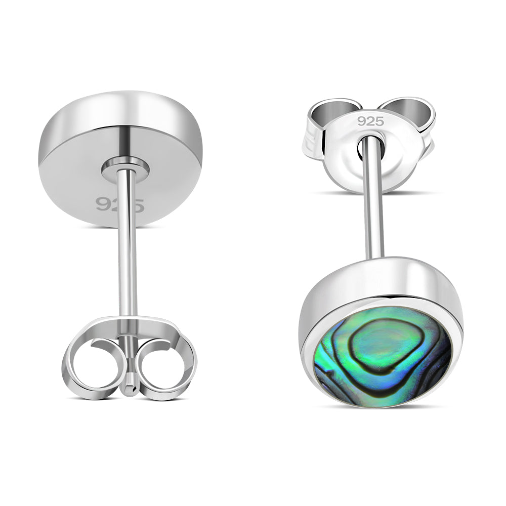 Abalone Shell Oval Stud Silver Earrings