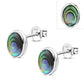 Abalone Shell Oval Stud Silver Earrings