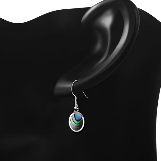 Abalone Shell Oval Silver Earrings
