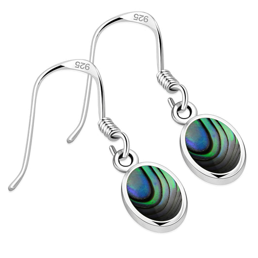 Abalone Shell Oval Silver Earrings
