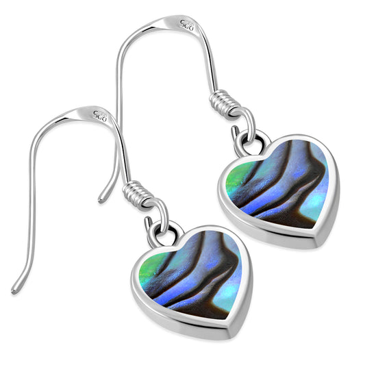 Abalone Shell Heart Silver Earrings