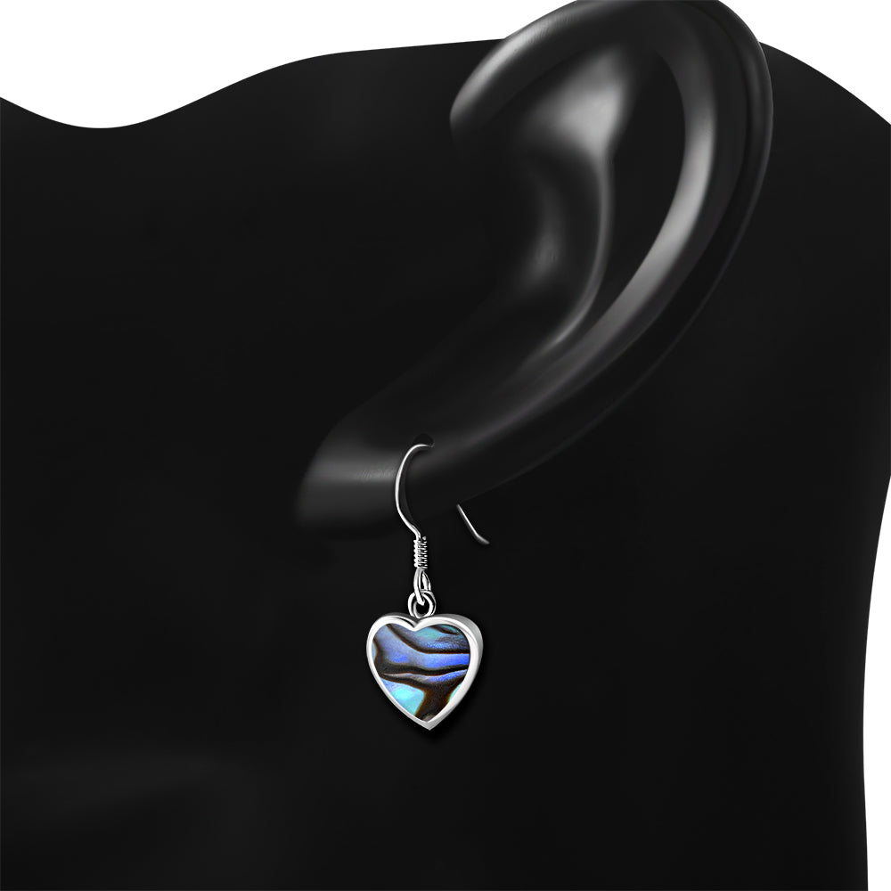 Abalone Shell Heart Silver Earrings